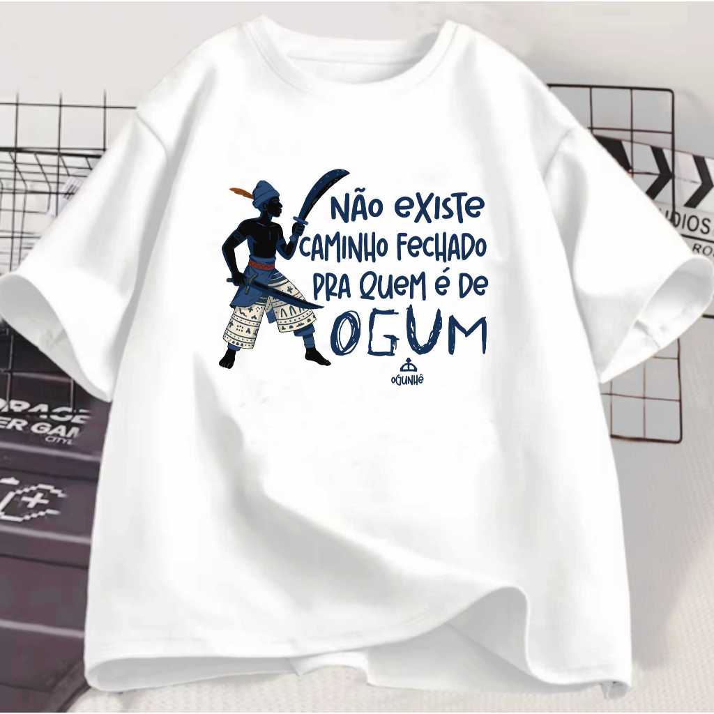 Camiseta Plus Size Não Existe Caminho Fechado Pra Quem É De Ogum Ogun Umbanda Candomble Unissex