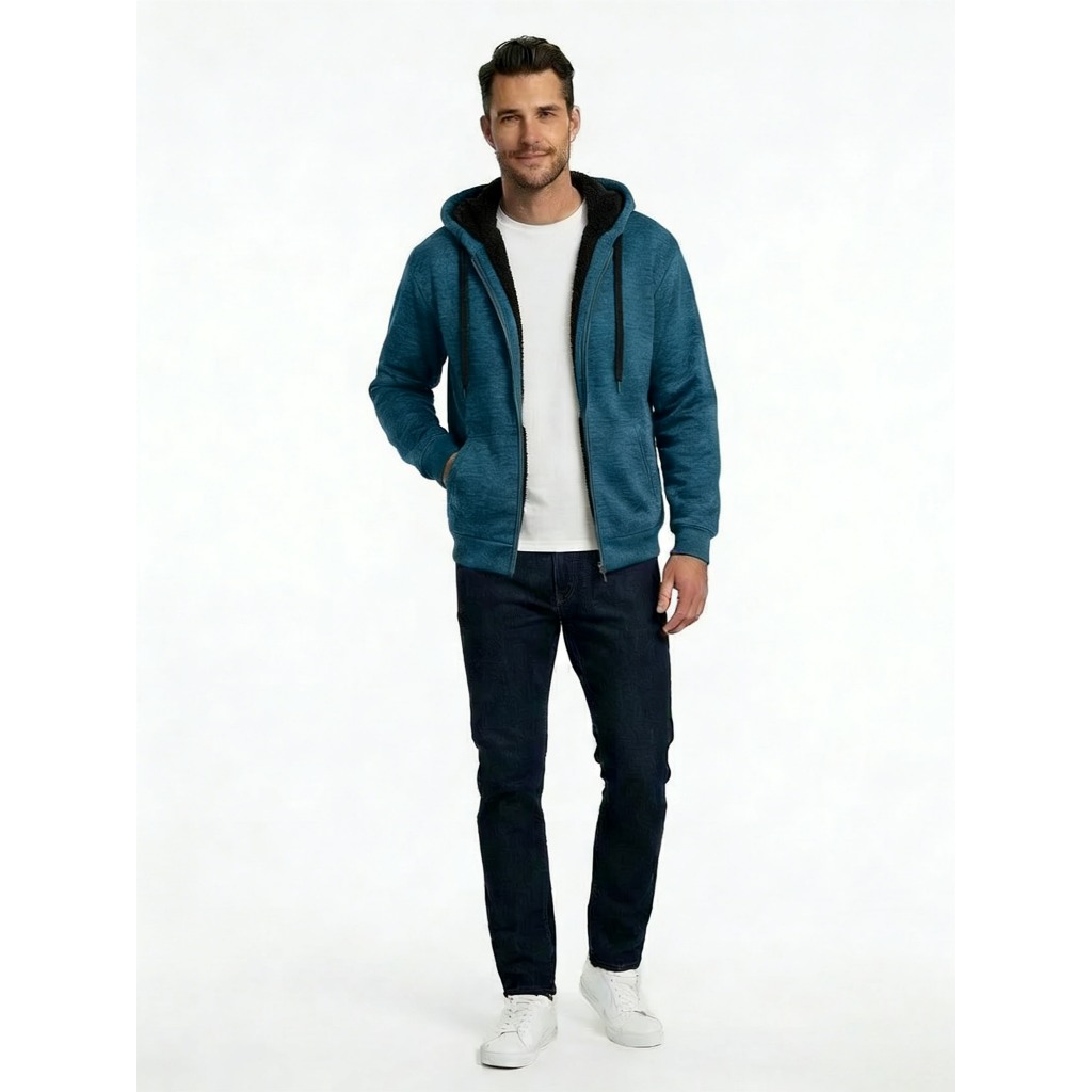 Moletom Masculino com Capuz e Zíper – Casaco de Inverno Casual Macio, Blusa de Frio Confortável, Diversas Cores, Estilo