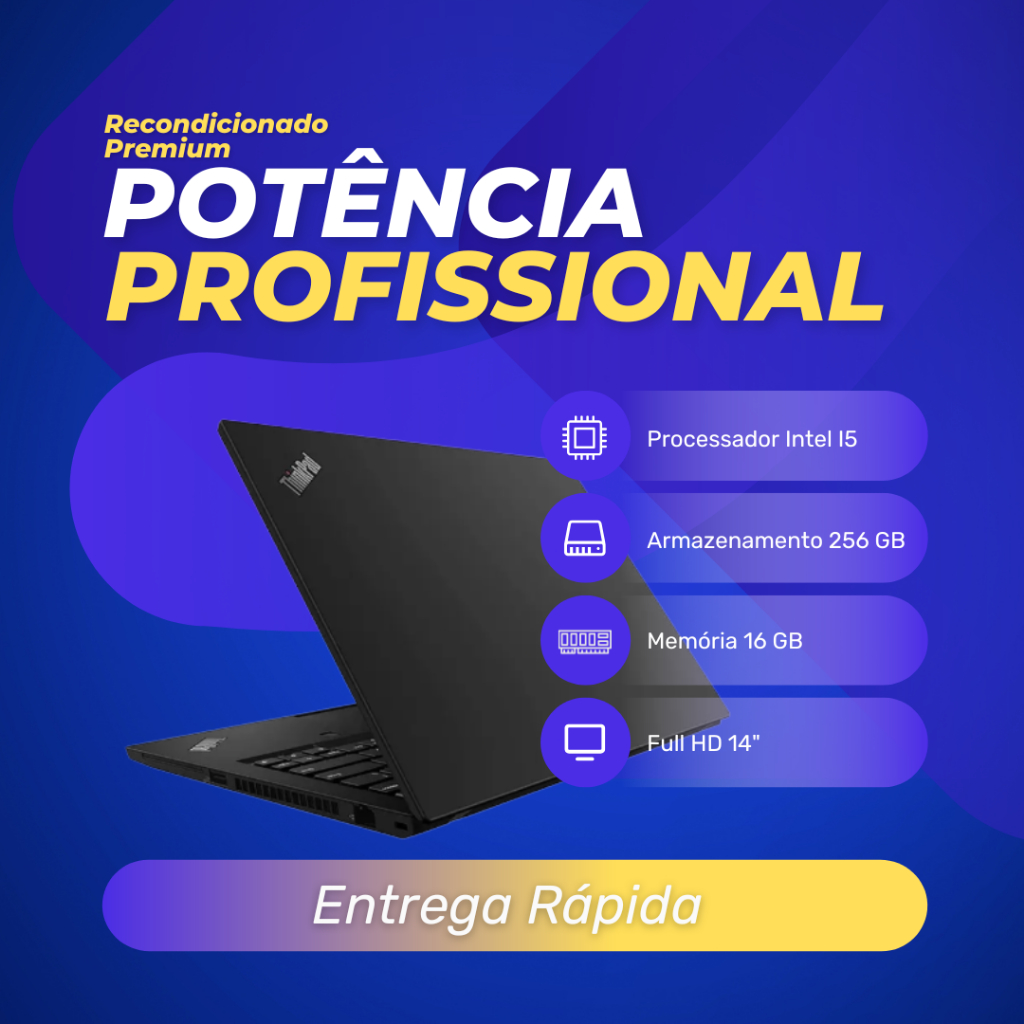 Notebook Corporativo Lenovo ThinkPad T14 i5 10ª Geração 16GB 256GB SSD Windows 11 - Envio Imediato