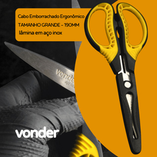 Tesoura Uso Geral TR 019 Lâmina Em Aço INOX Ergonômica Cabo Emborrachado Para Firmeza - Vonder em Oferta na Shopee