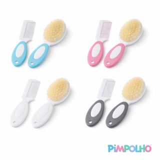 Kit Escova e Pente Bebe Cerdas Macias Brancas Infantil Recém Nascido Rosa Azul em Oferta na Shopee