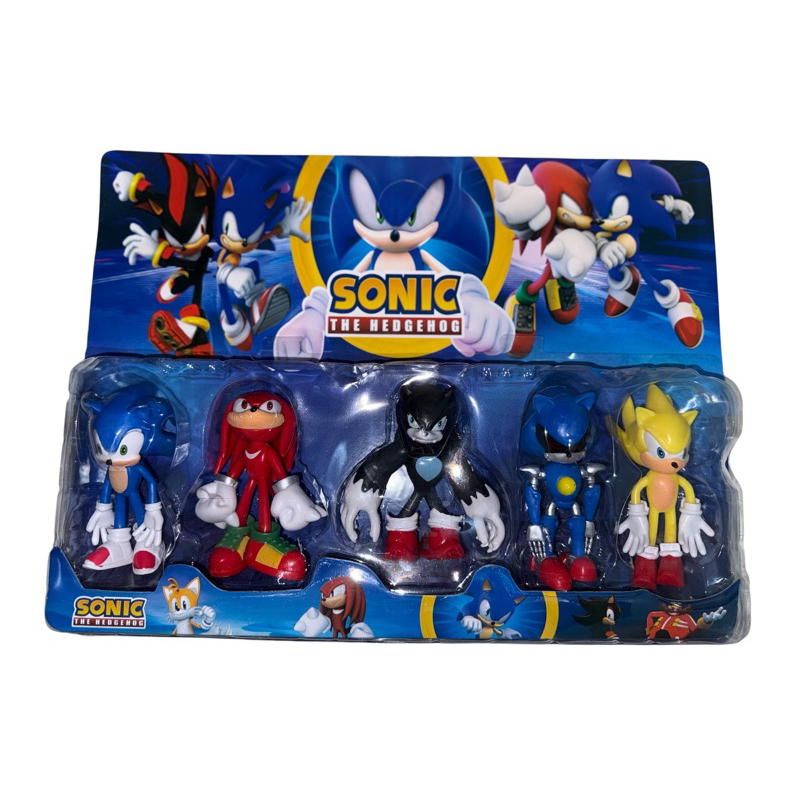 Bonecos Sonic, Metal Sonic, Shadom, Knuckles, Tails - Kit/Cartelado com 5 unidades