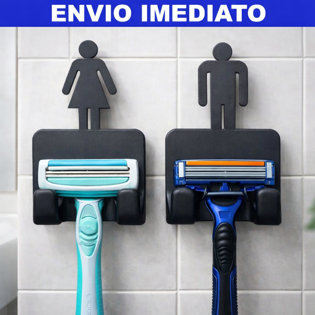 Suporte para Lâminas de Barbear Adesivo com Personagem Homen ou Mulher