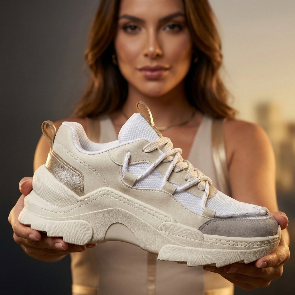 Tênis Sneaker Feminino Tratorado Plataforma, Design Moderno e Confortável em Oferta na Shopee