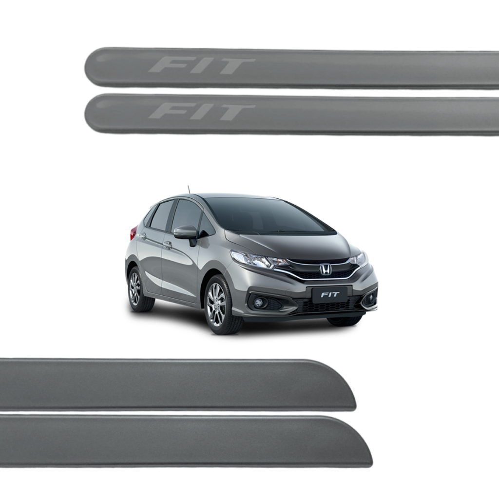 Friso Lateral Ponta Redonda Honda Fit 2013 a 2021 Cinza Proteção Porta