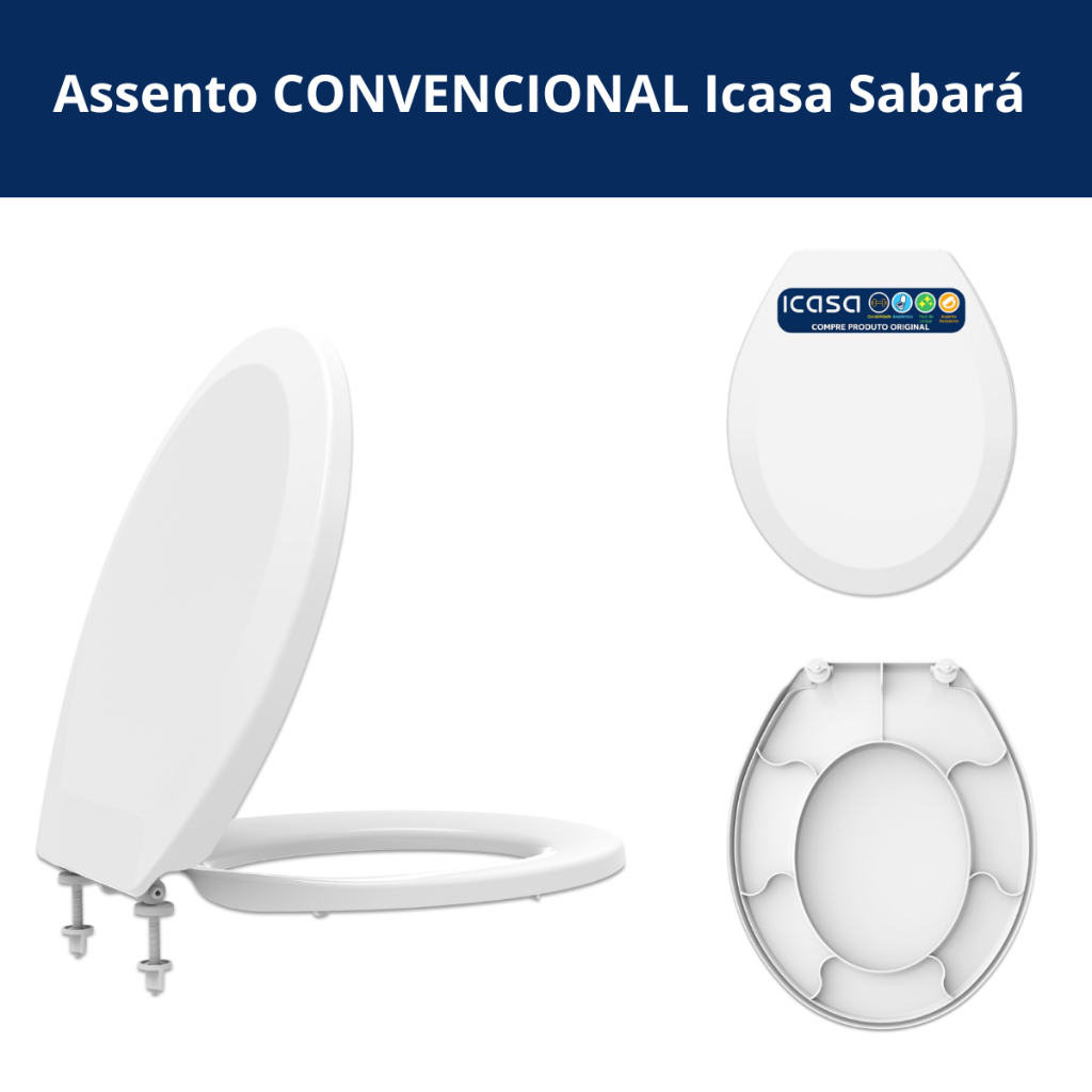 Tampa De Vaso Sabará Branco Para Bacia Icasa 1.6 6l Fechamento CONVENCIONAL PP