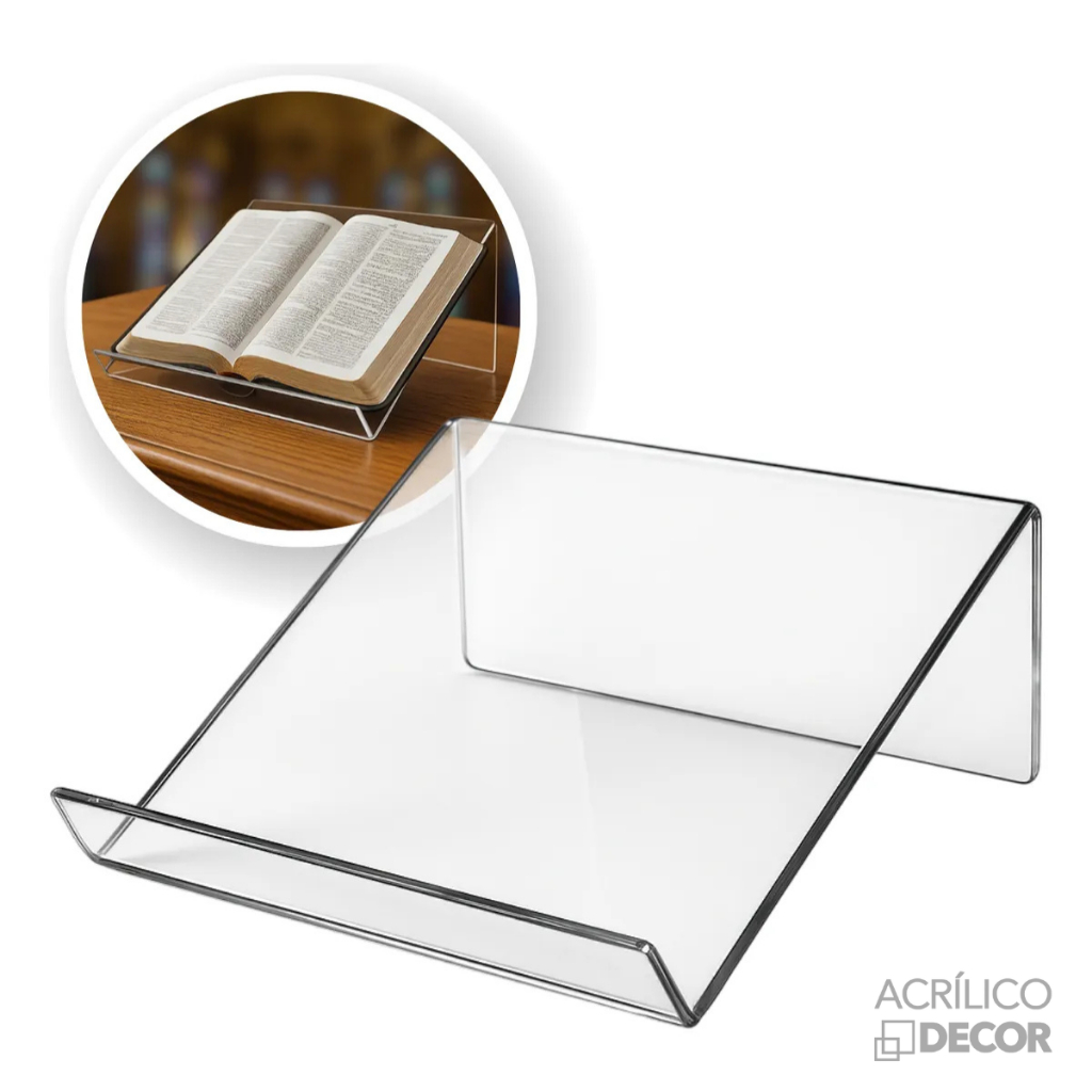 Suporte Apoio de Bíblia em Acrílico - Porta Livros, Estudo, Leitura, Expositor, Organizador em Oferta na Shopee