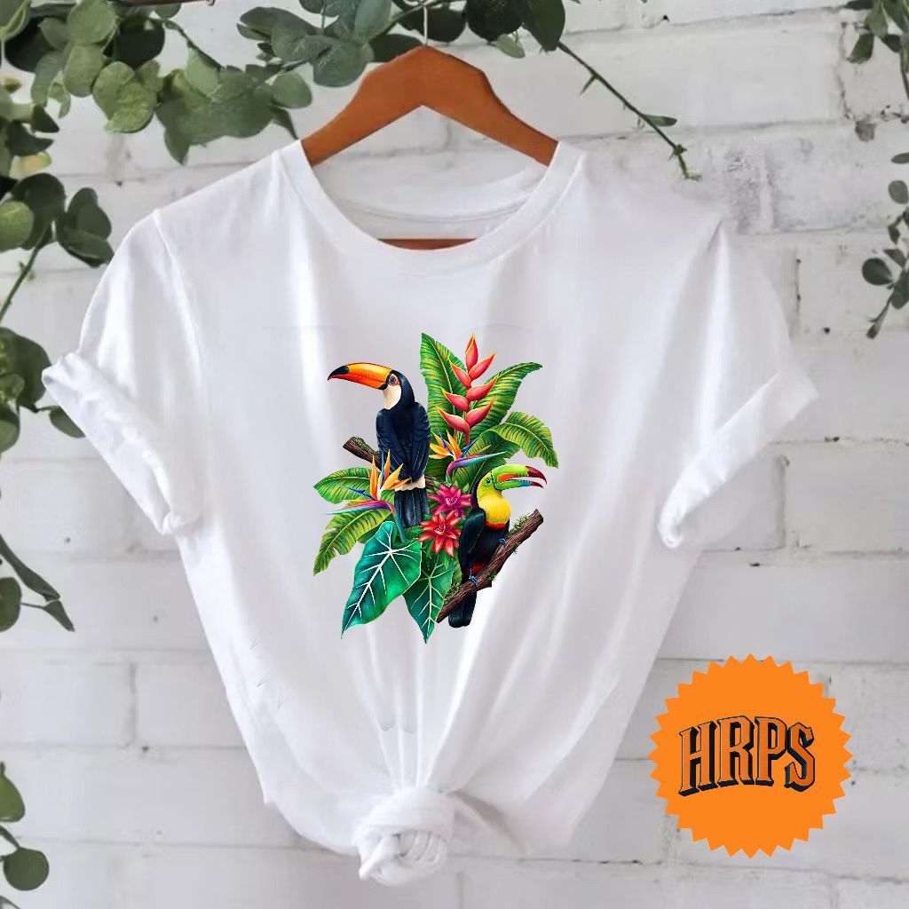 Blusinha feminina de amarrar casual estilosas t-shirt basica estampada tropical moda feminina