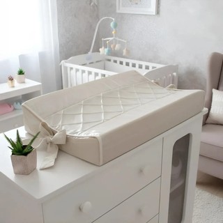 Trocador Luxo Plastificado Anatômico Pérola Palha Para Bebe de cômoda maternidade com zíper acolchoado