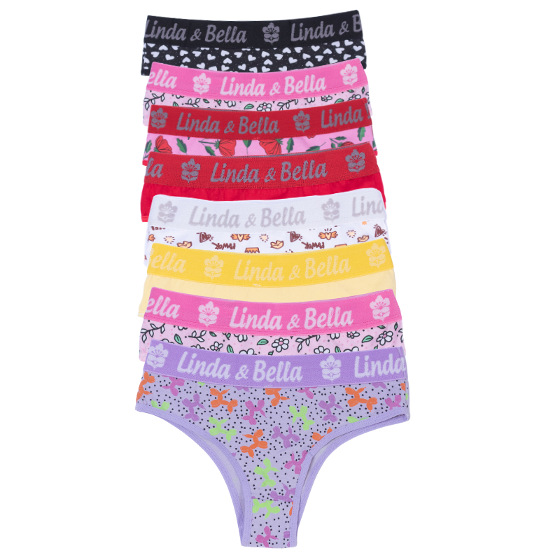 Kit10 Calcinha Cueca Femenina Algodão Cós Grosso Linda e Bella em Oferta na Shopee