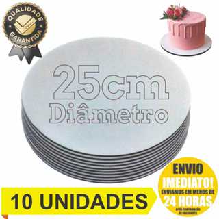 Cake Board 25cm Tabuleiro Prato De Bolo Mdf Kit Com 10 Bases Para Confeitaria Frios Doces Tortas e Sobremesas Resistente em Oferta na Shopee