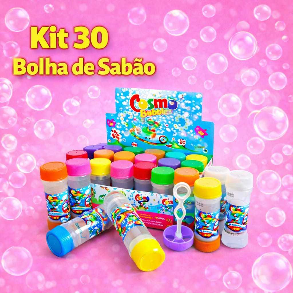 30 Bolha de Sabão Bolinha de Sabão p/ Kit Festa Lembrancinha Infantil Brinquedo