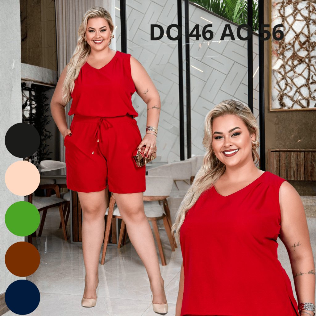 Conjunto Social Plus Size Feminino Short e Blusa Premium em Oferta na Shopee