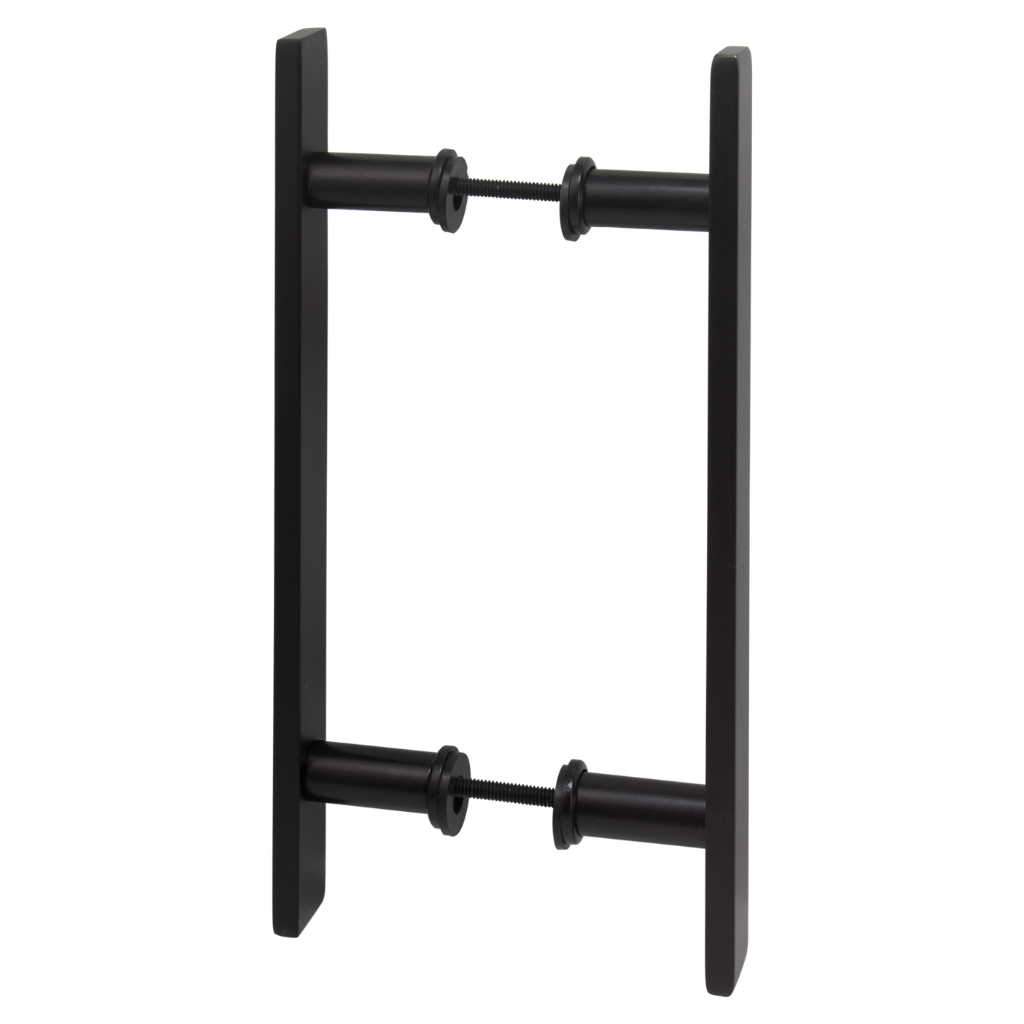 Puxador de Porta 30 CM (20 CM ENTRE FUROS) Retangular Alumínio Preto Fosco Portão Madeira Vidro Aço
