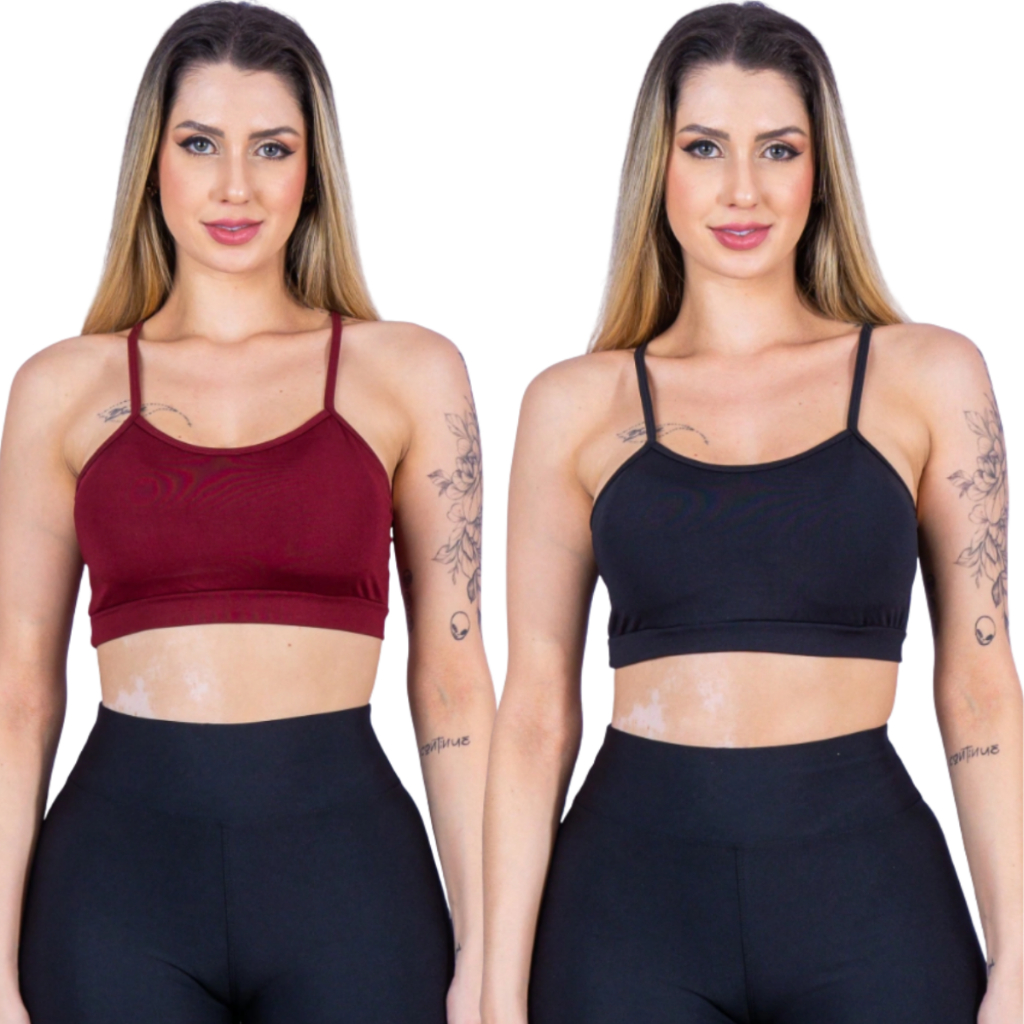 Kit 3 Top Academia Feminino Suplex Alça Fina Sem Bojo Caminhada Envio Imediato