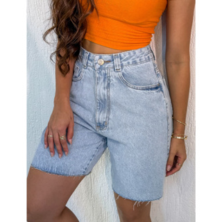 Short Bermuda Pedalete Comprida Jeans Ciclista Tendencia Feminina Cintura Alta Premium em Oferta na Shopee