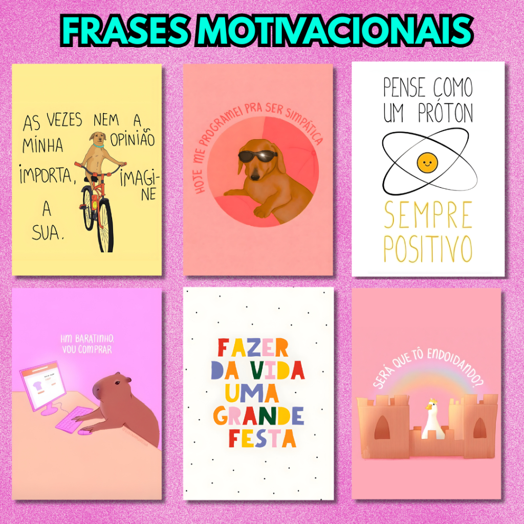 Placa MDF A4 com quadros quadrinhos coloridos de frases motivacionais – memes, motivação, opinião
