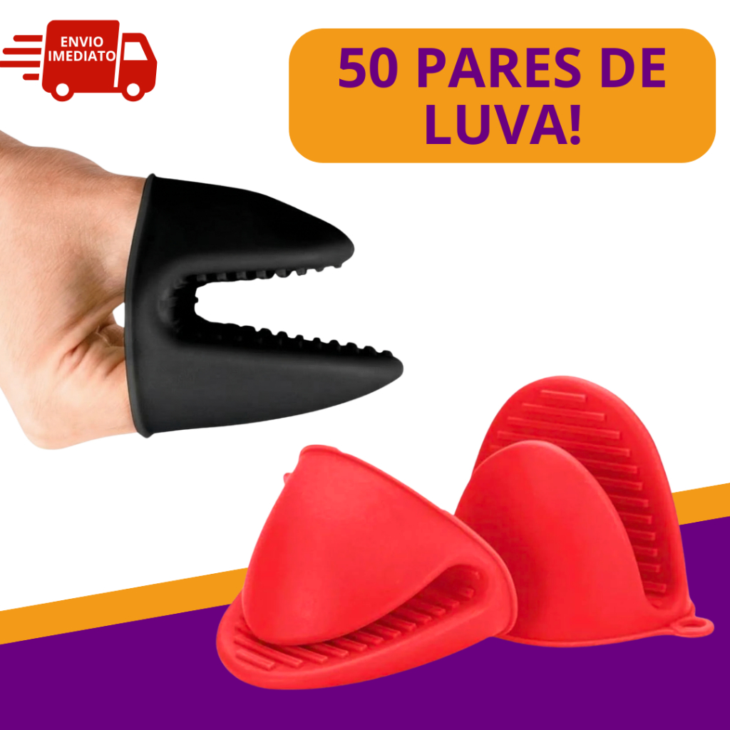 Luvas Bico de Pato 50 Pares Luva de Silicone Térmicas Para Forno Panelas Quentes Fogão Cozinha