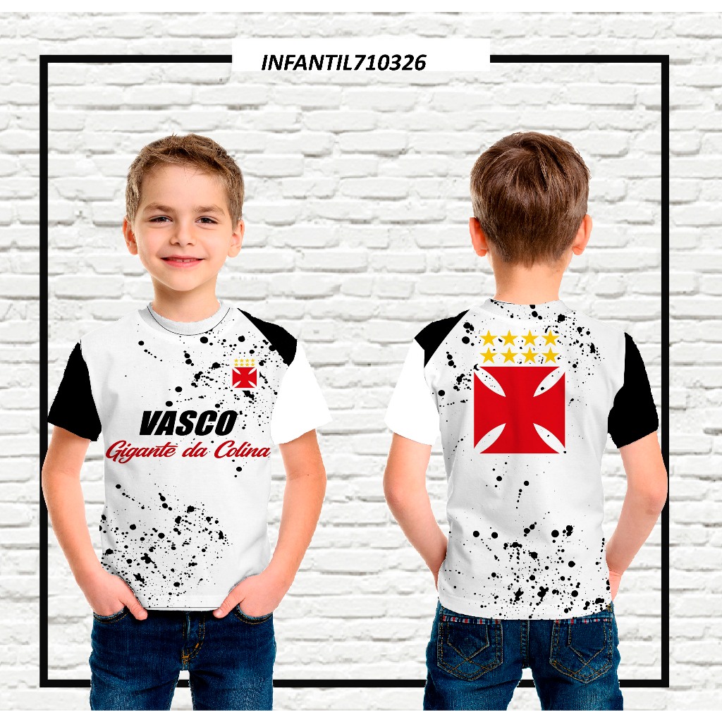 Camiseta Infantil e Adulto Vasco Tradicional em tecido Dryfit