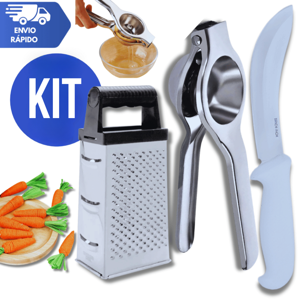 Faca Tira Couro Inox Profissional  Espremedor de Limão Ralador 4 faces Premium Utilidades Cozinha