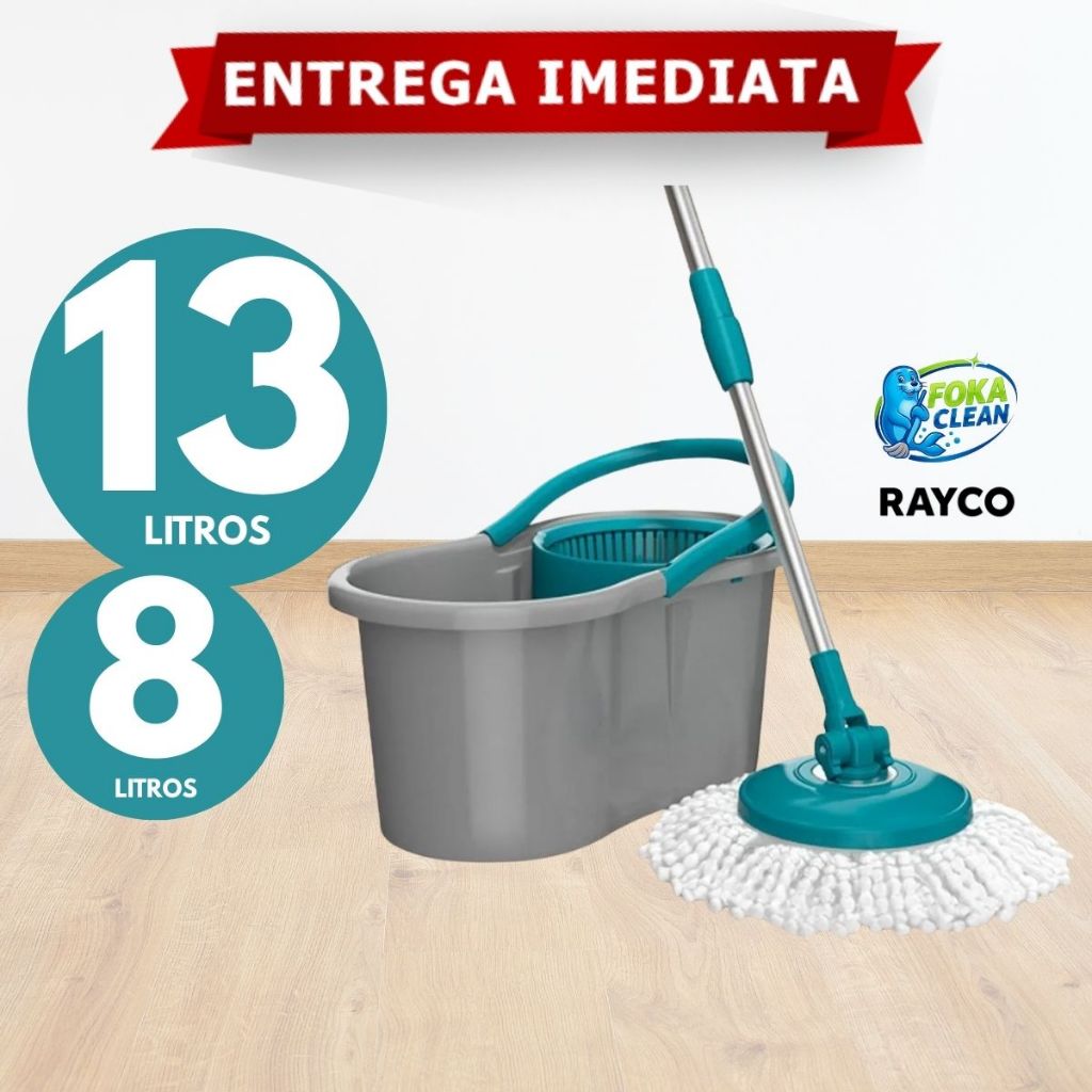 Mop Giratório Fit 13 Litros Cabo Inox