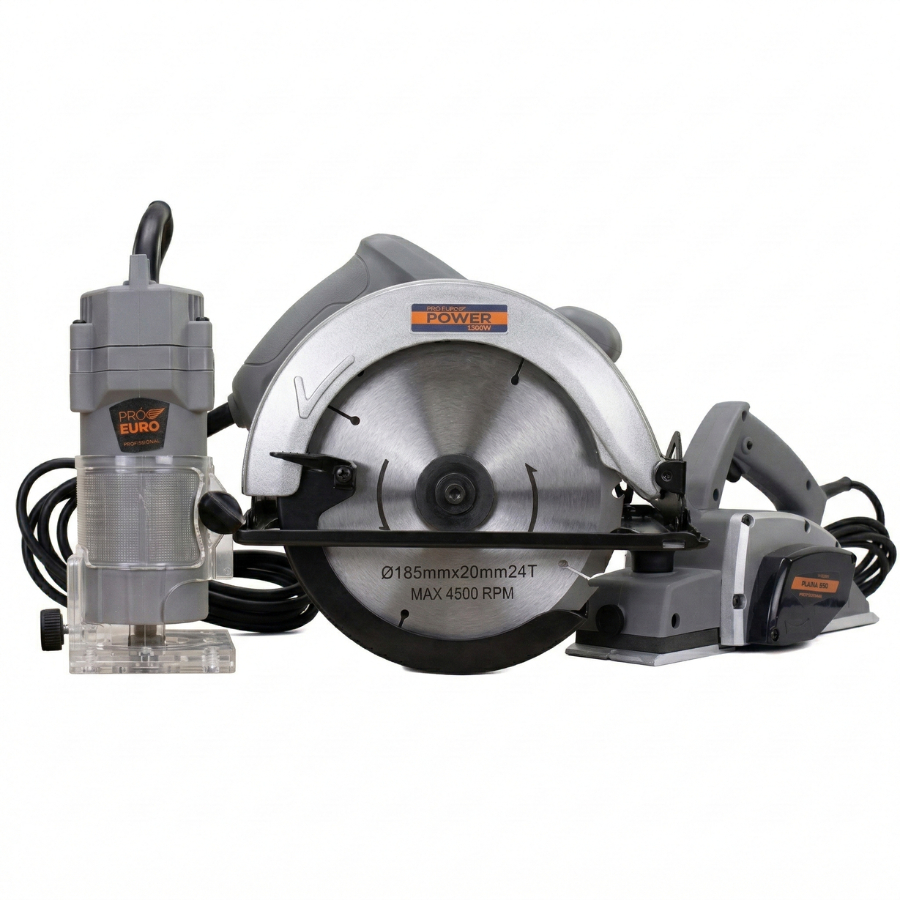 Kit Marcenaria Serra Circular 1300W + Plaina 550W + Tupia 450W Pró Euro
