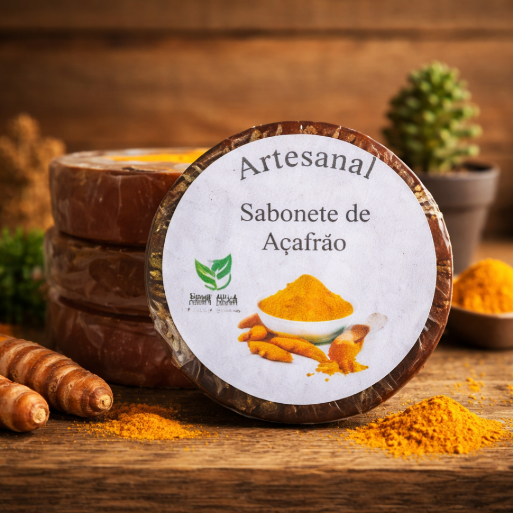 Kit 3 UN Sabonete Artesanal Açafrão 90g – Tratamento para Foliculite, Manchas e Afinamento de Pelos