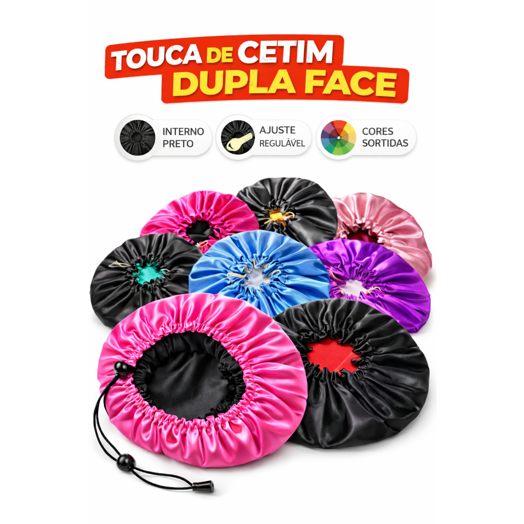 Kit Atacado Touca de Cetim Dupla Face antifriz Lançamento Luxo 3/6/9/12 Touca Dupla