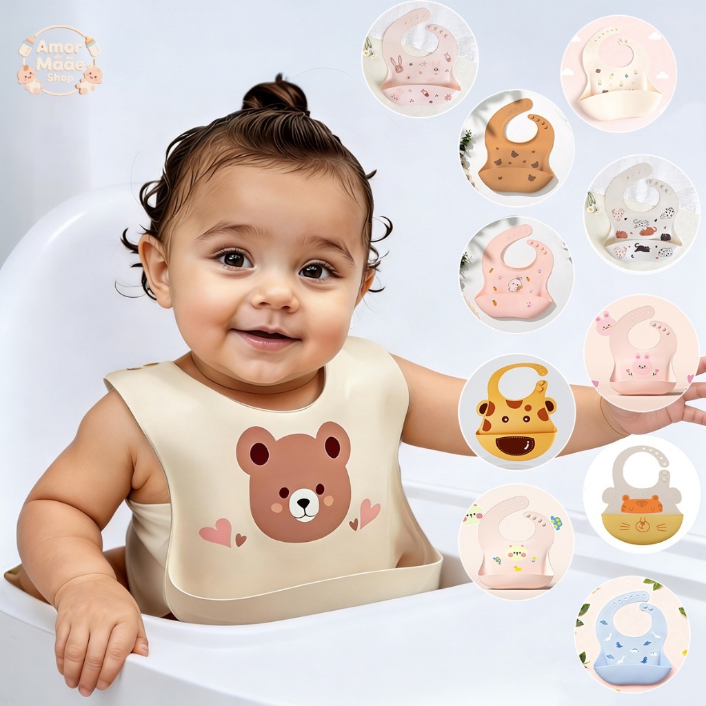 Babador Bandana Impermeável De Silicone Para Alimentação Bebê Com Pega Migalhas Ajustável Resistente E Durável Infantil em Oferta na Shopee