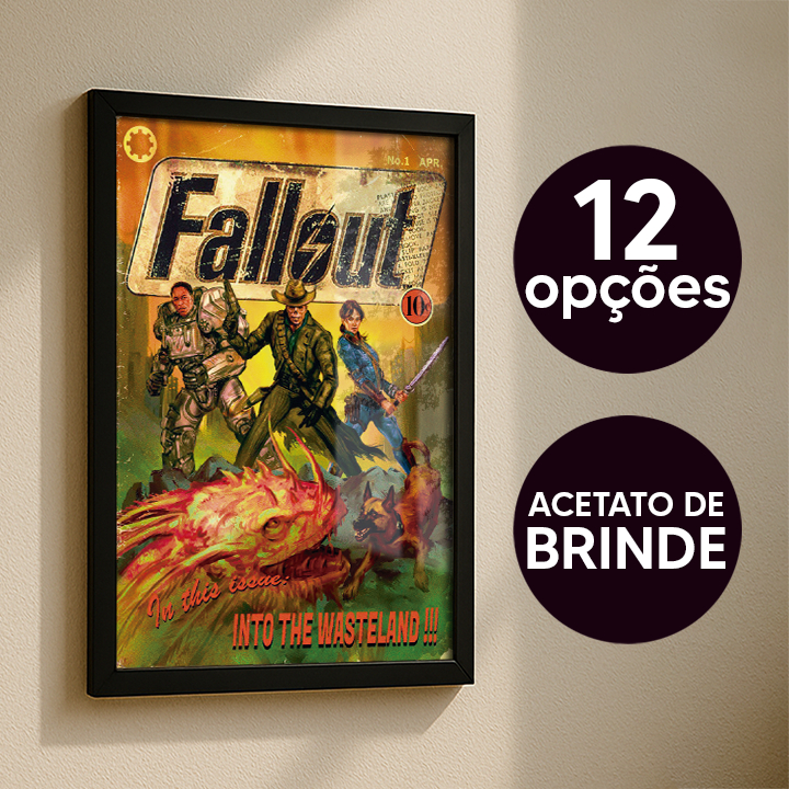 Quadro Fallout com moldura e acetato para decoração