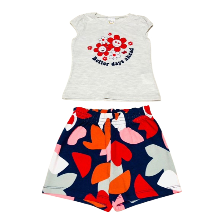 Conjunto Infantil Feminino Blusa Glitter E Shorts Estampado
