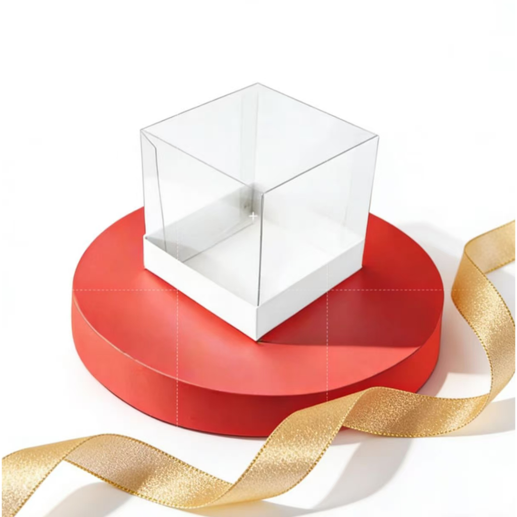 Kit 10~40 Caixas para Bolo 15x15x15 com Tampa de Acetato Transparente Branco