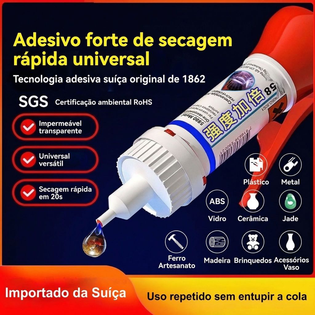 【Aleyro】Cola 5210 Ultra Forte - Impermeável e Rápida Secagem| Impermeável, Rápida Secagem e Uso Geral para Metal