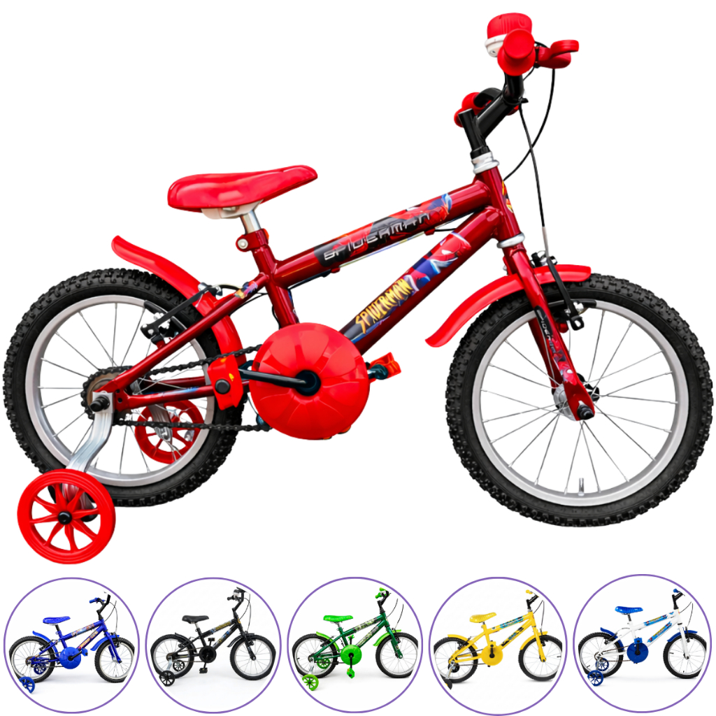 Bicicleta Infantil Aro 16 Alumínio Bike Criança Menino Modelos e Cores Variadas Rodinha e Buzininha