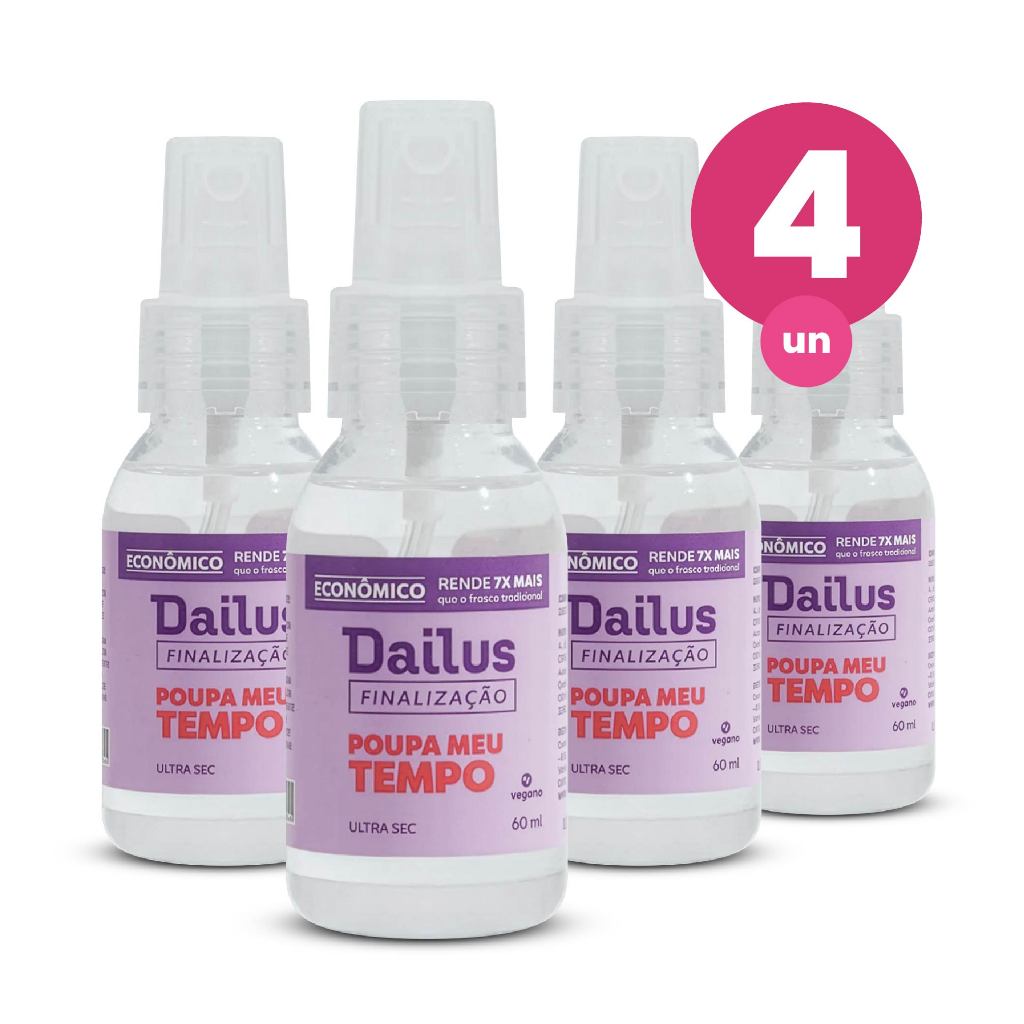 Kit 4 Spray Secante de Esmalte Poupa Meu Tempo Dailus Vegano 60ml