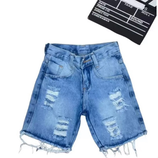 Bermuda Jeans Infantil Destroyed Rasgada | Moda Confortável e Estilosa para Meninos em Oferta na Shopee