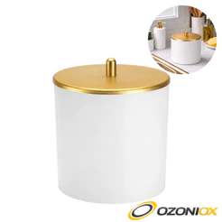 Lixeira Multiuso 5 Litros Branca Com Tampa Dourada Ideal Para Presentes e Decoração
