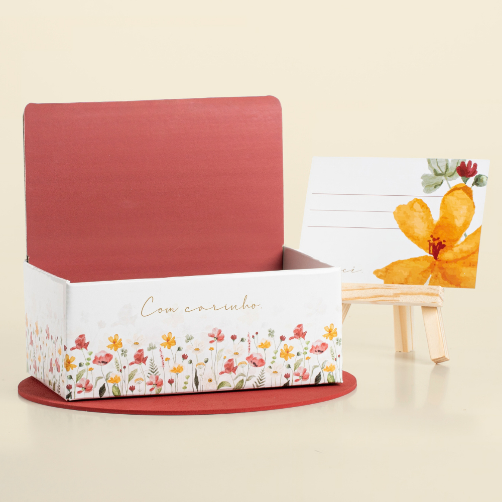 Embalagem Dia das Mães e Namorados - Caixa Display para Cestas e Presentes Com Carinho (Kit com 03 unidades)