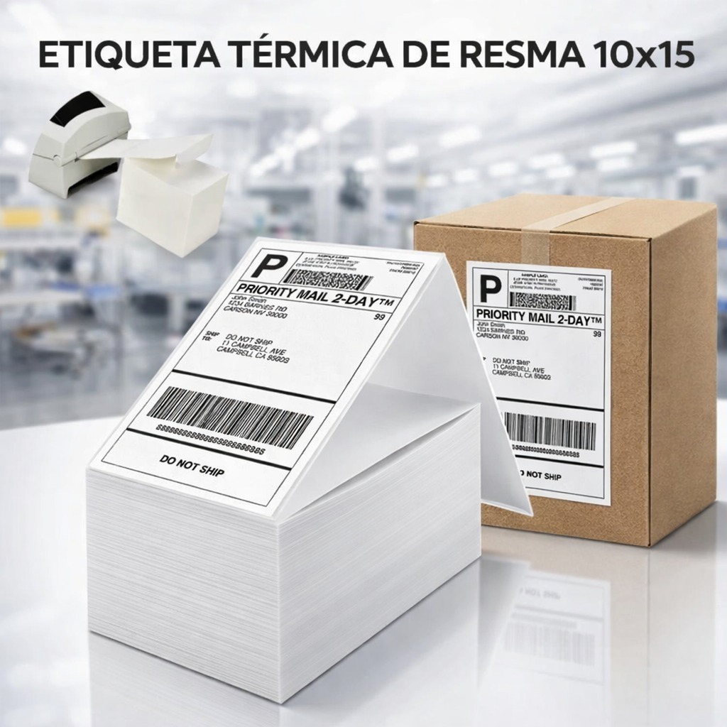 Etiqueta Térmica 10x15 Serrilha Resma Zebra Elgin Rolo
