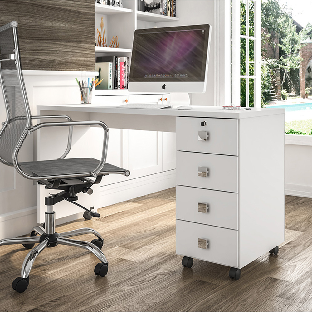 Escrivaninha Para Computador Office Mesa Manicure Em Mdp 25mm Com 4 Gavetas Dubai Lukaliam Móveis