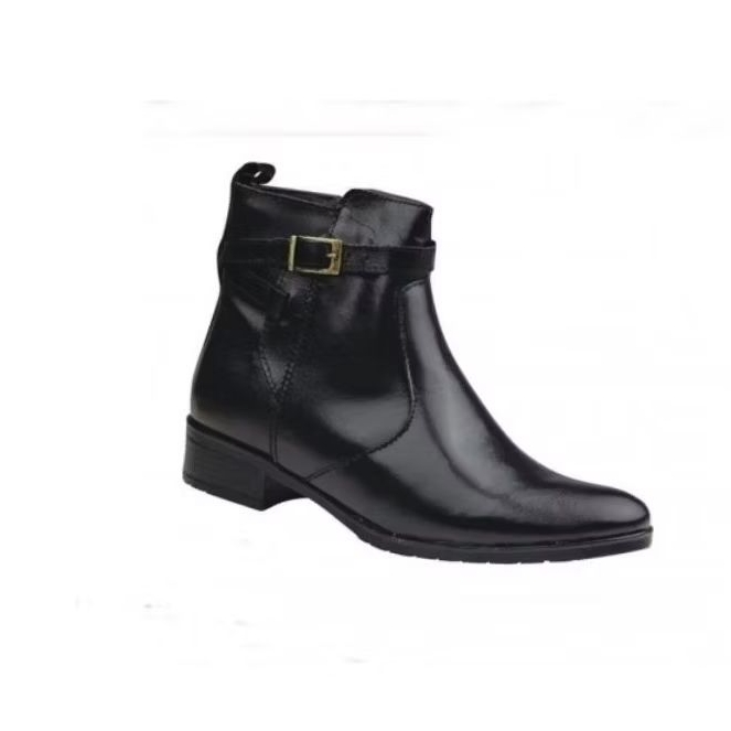 Bota Feminina Cano Curto Salto Baixo com Fivela – Coturno Casual Elegante Conforto Premium