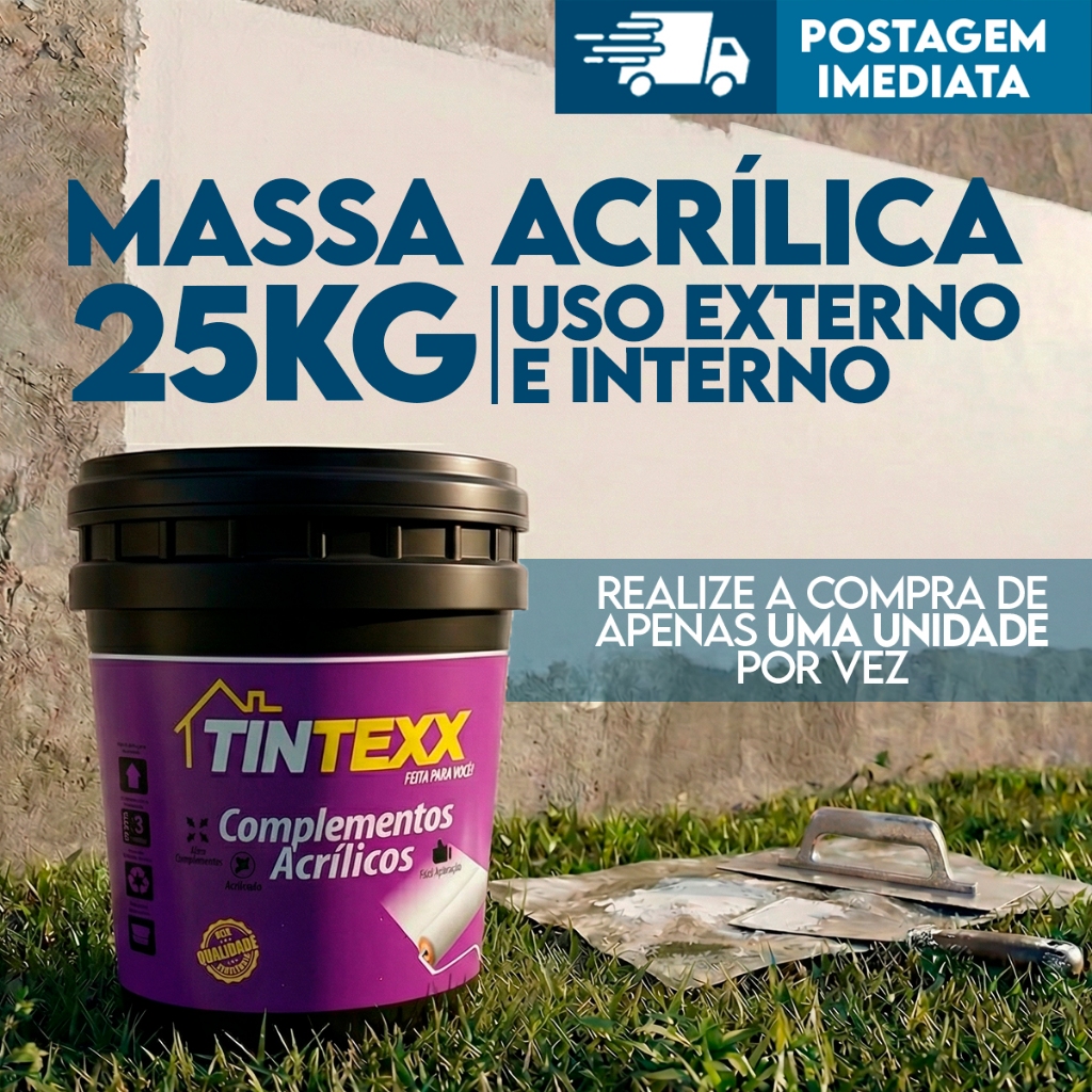 Massa Acrílica 25kg Tintexx Premium  Externo & Interno Acabamento Fácil Aplicação