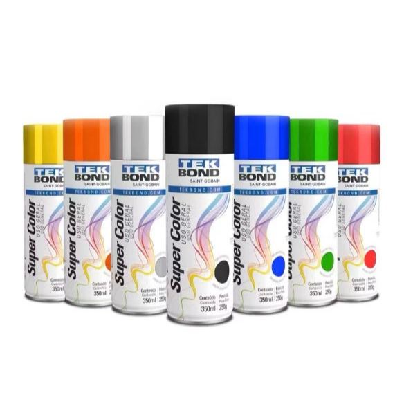 Tinta Spray Tekbond Super Color 250ml Para Metal Madeira Plástico, ESCOLHA A COR NA VARIAÇÃO.