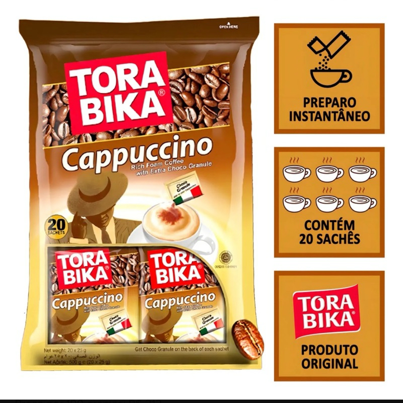 Capuccino Instantâneo Pronto Café Solúvel Tora Bika 20sach