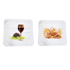 Kit Com 2 Toalhas Pequenas Para Bandejas De Cálices E Pão Santa Ceia do Senhor