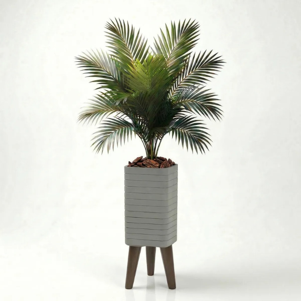 Palmeira Imperial Artificial 18 Folhagem Vaso Com Suporte Tripé