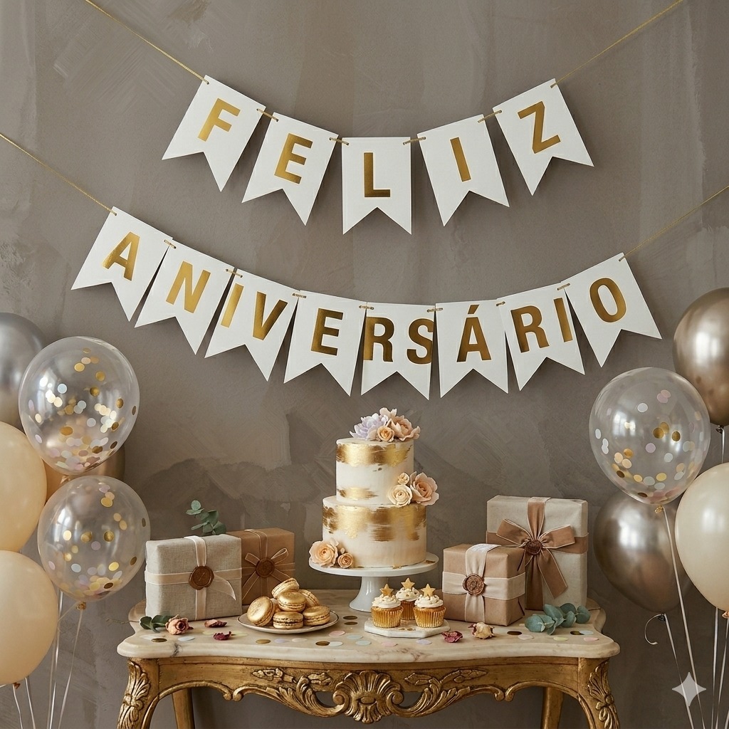 Faixa Varal Feliz Aniversário Bandeirinhas de Papel Decorativo Festa (Cores)