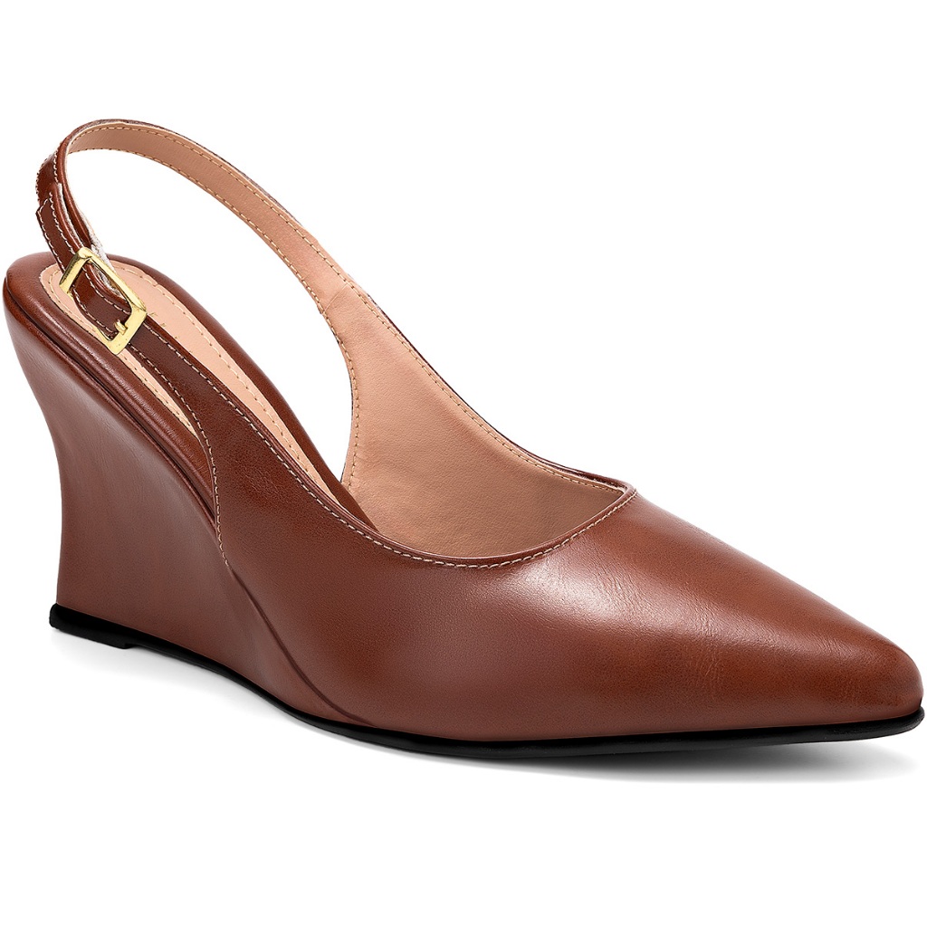 Scarpin Feminino Lumiss Slingback Salto Alto Anabela Confortável Bico Fino Fivela em Oferta na Shopee