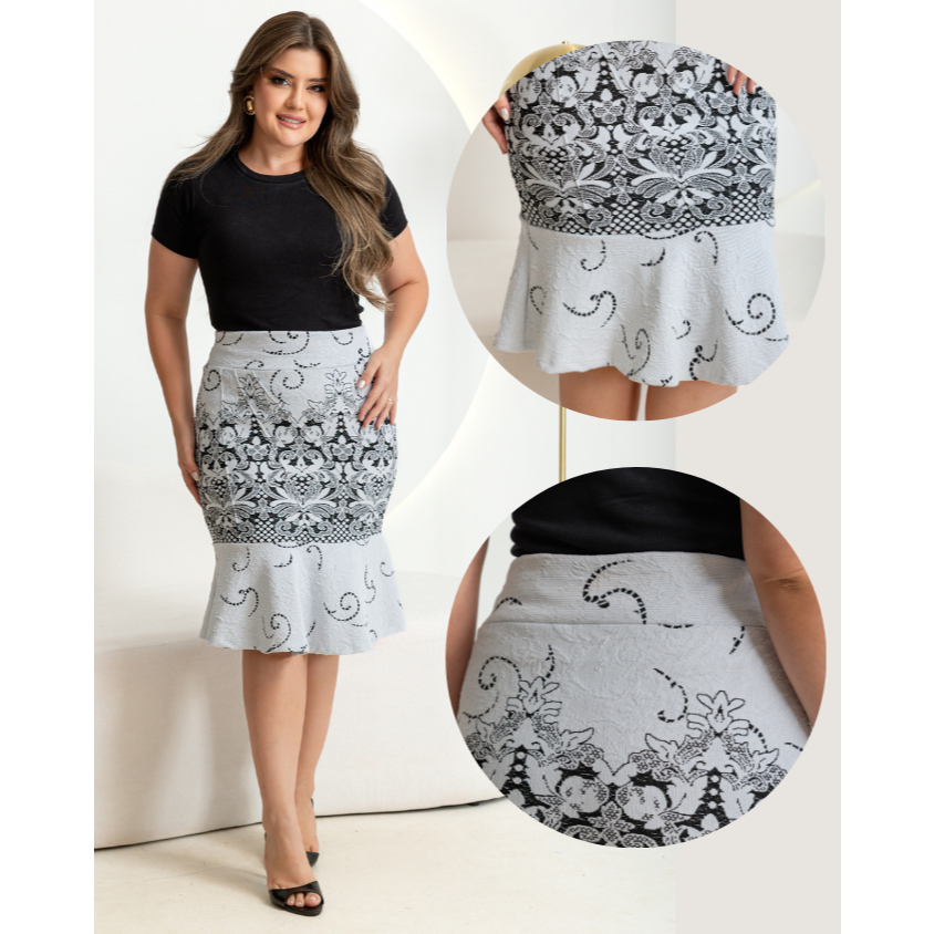 Novidade !!! Saia Debora modelo Tubinho - tecido Jacquard Premium - M ao GG