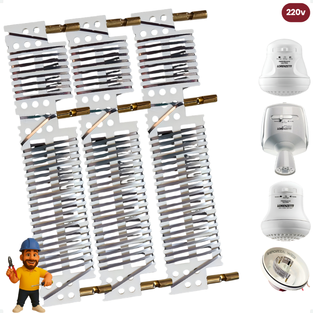 Kit 3 Resistência Maxi Ducha Ultra / Bello Banho Ultra / Relax Ultra / Max Banho 5500w 220v - PMR